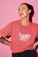 Heart Drop Hoops // red and pink on gold