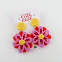 DAHLIA RED / ULTRA V / MUSTARD YELLOW DANGLE EARRINGS