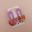 SHANICE POPPY AND DAISY PRINT DANGLE EARRINGS