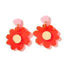 Millie Flowers Neon Red Dangle Earrings