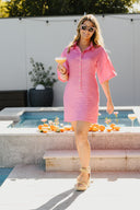 Watermelon Sugar Mini Dress | Hot Pink Linen Mini | SAVVI the label  - PRESALE
