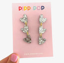 Glitter Heart Dangles - Silver
