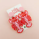 LOBSTER RED AND PINK DANGLE EARRINGS