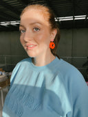 Millie Flowers Neon Red Dangle Earrings
