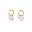 Heart Drop Hoops // red and pink on gold